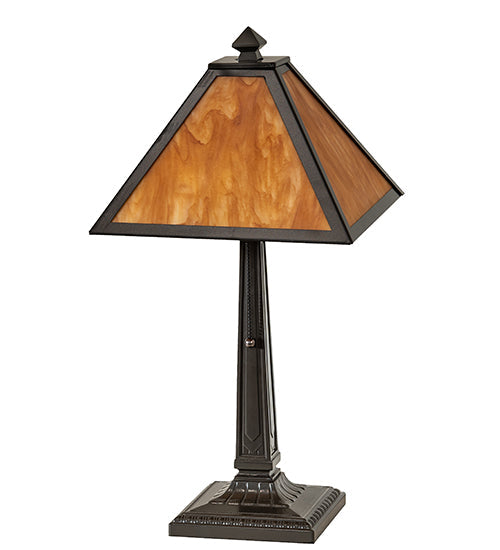 Meyda Lighting Mission Prime 22" Mahogany Bronze Table Lamp With Ambra Siena Idalight Shade