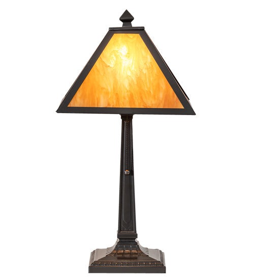 Meyda Lighting Mission Prime 22" Mahogany Bronze Table Lamp With Ambra Siena Idalight Shade