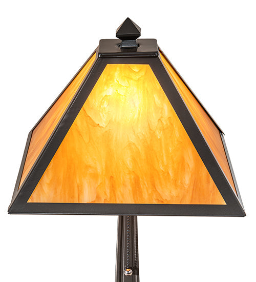 Meyda Lighting Mission Prime 22" Mahogany Bronze Table Lamp With Ambra Siena Idalight Shade