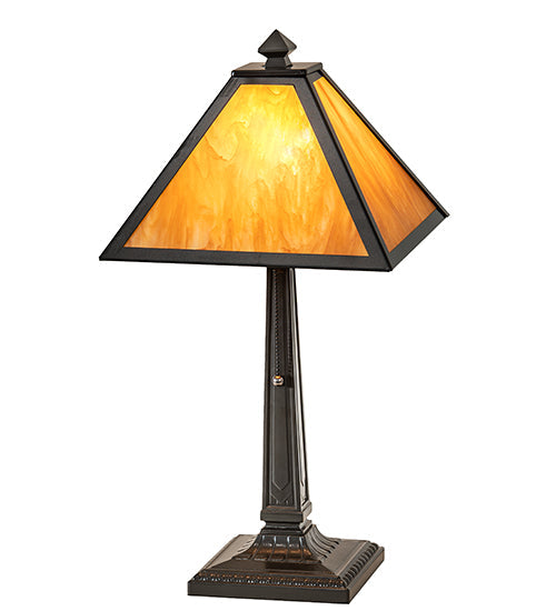 Meyda Lighting Mission Prime 22" Mahogany Bronze Table Lamp With Ambra Siena Idalight Shade