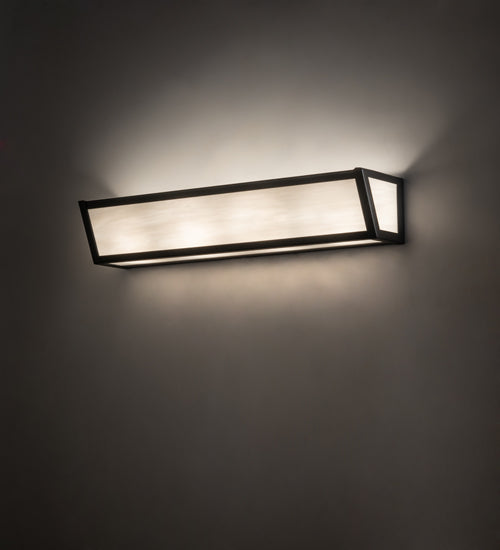 Meyda Lighting Mission Prime 24" 4-Light Gunmetal Gray Vanity Light With White Art Shade Glass