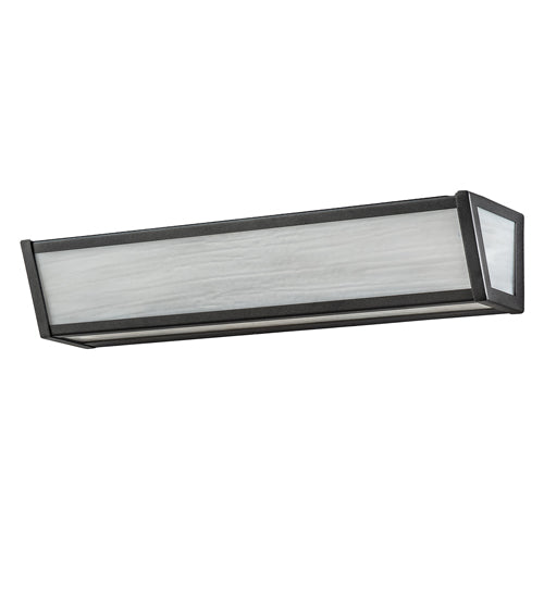 Meyda Lighting Mission Prime 24" 4-Light Gunmetal Gray Vanity Light With White Art Shade Glass