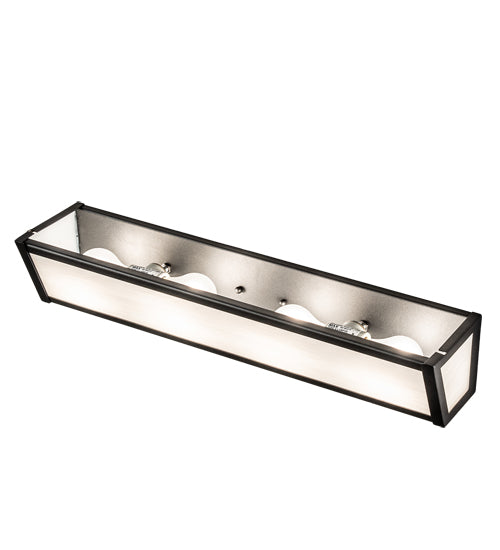 Meyda Lighting Mission Prime 24" 4-Light Gunmetal Gray Vanity Light With White Art Shade Glass