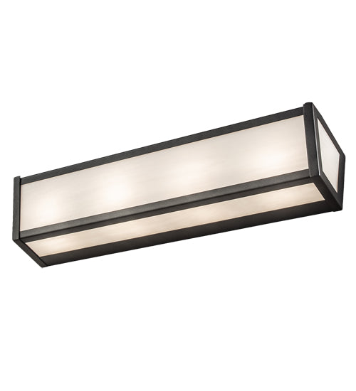 Meyda Lighting Mission Prime 24" 4-Light Gunmetal Gray Vanity Light With White Art Shade Glass