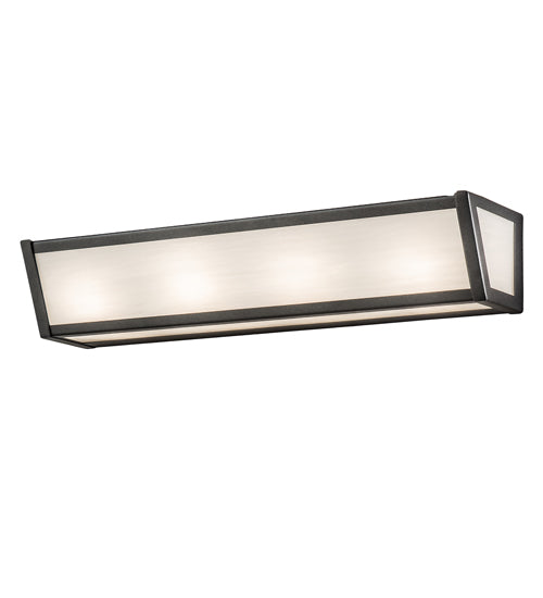 Meyda Lighting Mission Prime 24" 4-Light Gunmetal Gray Vanity Light With White Art Shade Glass