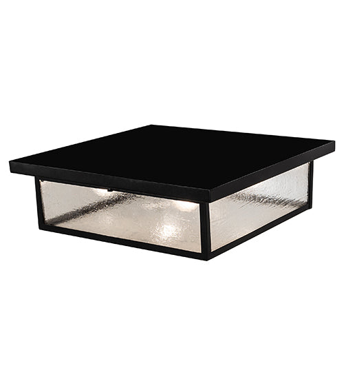 Meyda Lighting Mission Prime 24" 4-Light Textured Black Flush Mount Light With Clear Seeded Shade Glass