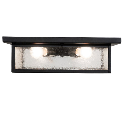 Meyda Lighting Mission Prime 24" 4-Light Textured Black Flush Mount Light With Clear Seeded Shade Glass