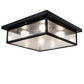 Meyda Lighting Mission Prime 24" 4-Light Textured Black Flush Mount Light With Clear Seeded Shade Glass