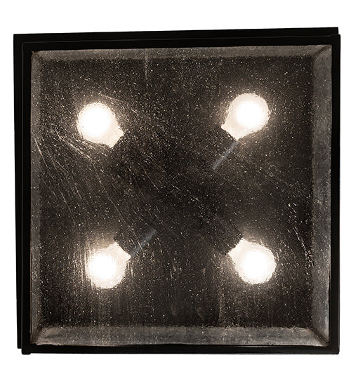 Meyda Lighting Mission Prime 24" 4-Light Textured Black Flush Mount Light With Clear Seeded Shade Glass