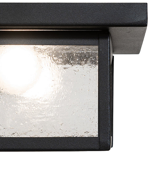 Meyda Lighting Mission Prime 24" 4-Light Textured Black Flush Mount Light With Clear Seeded Shade Glass
