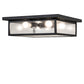 Meyda Lighting Mission Prime 24" 4-Light Textured Black Flush Mount Light With Clear Seeded Shade Glass