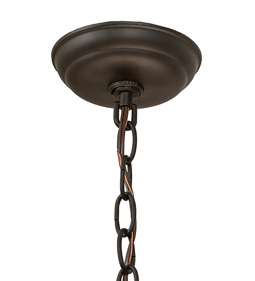 Meyda Lighting Mission Prime 31" 4-Light Oil Rubbed Bronze Inverted Pendant Light With Amber Mica Shade Glass