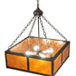 Meyda Lighting Mission Prime 31" 4-Light Oil Rubbed Bronze Inverted Pendant Light With Amber Mica Shade Glass