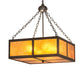 Meyda Lighting Mission Prime 31" 4-Light Oil Rubbed Bronze Inverted Pendant Light With Amber Mica Shade Glass