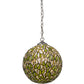 Meyda Lighting Mistletoe Ball 11" Brushed Nickel Pendant Light With Multi-Colored Shade Glass