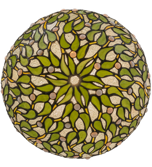 Meyda Lighting Mistletoe Ball 11" Brushed Nickel Pendant Light With Multi-Colored Shade Glass