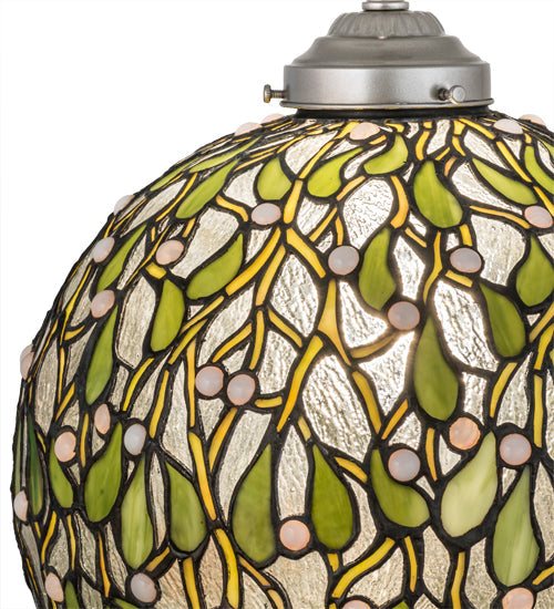 Meyda Lighting Mistletoe Ball 11" Brushed Nickel Pendant Light With Multi-Colored Shade Glass