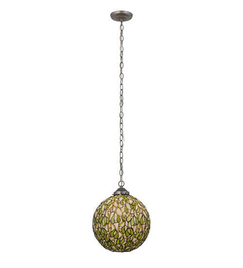 Meyda Lighting Mistletoe Ball 11" Brushed Nickel Pendant Light With Multi-Colored Shade Glass