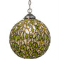 Meyda Lighting Mistletoe Ball 11" Brushed Nickel Pendant Light With Multi-Colored Shade Glass