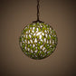 Meyda Lighting Mistletoe Ball 12" Antique Pendant Light With Green & Clear Stained Shade Glass