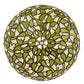 Meyda Lighting Mistletoe Ball 12" Antique Pendant Light With Green & Clear Stained Shade Glass