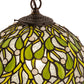 Meyda Lighting Mistletoe Ball 12" Antique Pendant Light With Green & Clear Stained Shade Glass