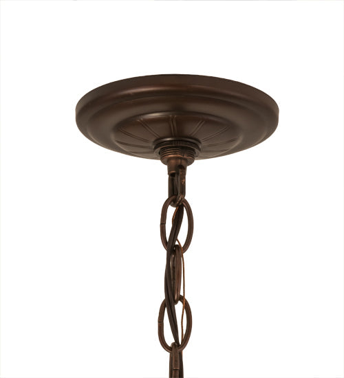 Meyda Lighting Mistletoe Ball 12" Antique Pendant Light With Green & Clear Stained Shade Glass