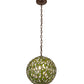 Meyda Lighting Mistletoe Ball 12" Antique Pendant Light With Green & Clear Stained Shade Glass