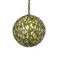 Meyda Lighting Mistletoe Ball 12" Antique Pendant Light With Green & Clear Stained Shade Glass