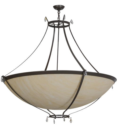 Meyda Lighting Modesto 50" 8-Light Timeless Bronze Inverted Pendant Light With Sahara Taupe Idalight Shade