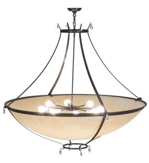 Meyda Lighting Modesto 50" 8-Light Timeless Bronze Inverted Pendant Light With Sahara Taupe Idalight Shade