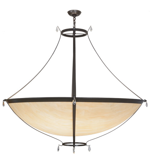 Meyda Lighting Modesto 50" 8-Light Timeless Bronze Inverted Pendant Light With Sahara Taupe Idalight Shade