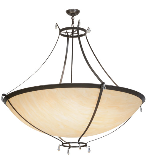 Meyda Lighting Modesto 50" 8-Light Timeless Bronze Inverted Pendant Light With Sahara Taupe Idalight Shade