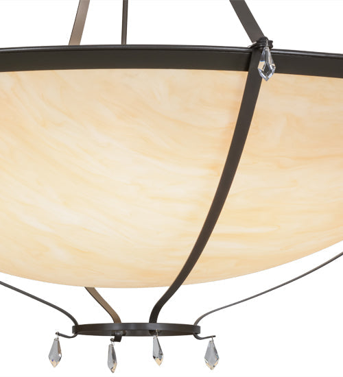 Meyda Lighting Modesto 50" 8-Light Timeless Bronze Inverted Pendant Light With Sahara Taupe Idalight Shade