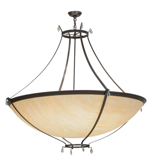 Meyda Lighting Modesto 50" 8-Light Timeless Bronze Inverted Pendant Light With Sahara Taupe Idalight Shade