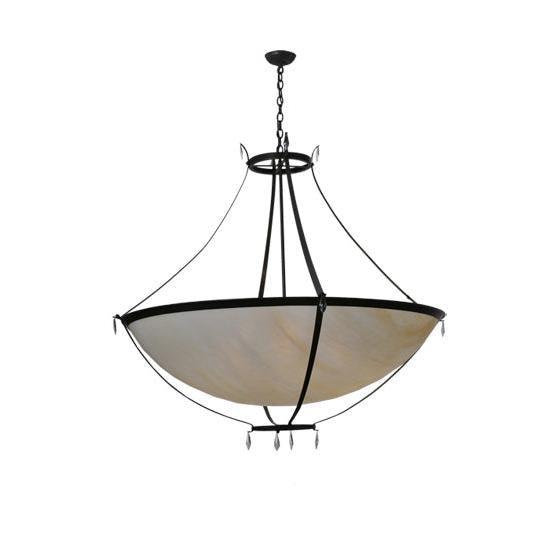 Meyda Lighting Modesto 52" 6-Light Timeless Bronze Inverted Pendant Light With Sahara Taupe Idalight Shade Glass