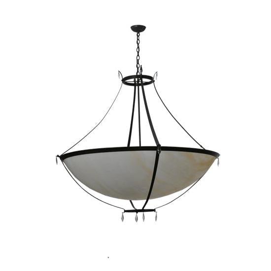 Meyda Lighting Modesto 52" 6-Light Timeless Bronze Inverted Pendant Light With Sahara Taupe Idalight Shade Glass