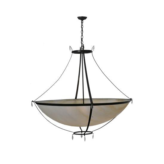 Meyda Lighting Modesto 52" 6-Light Timeless Bronze Inverted Pendant Light With Sahara Taupe Idalight Shade Glass