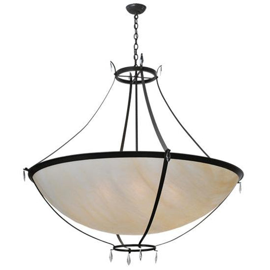 Meyda Lighting Modesto 52" 6-Light Timeless Bronze Inverted Pendant Light With Sahara Taupe Idalight Shade Glass