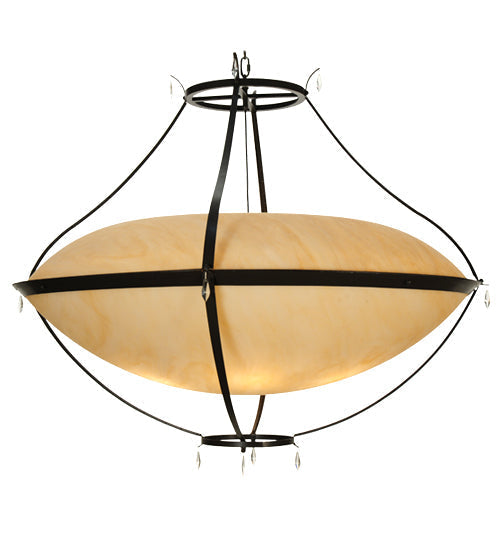 Meyda Lighting Modesto 66" 6-Light Timeless Bronze Inverted Pendant Light With Sahara Taupe Idalight Shade Glass