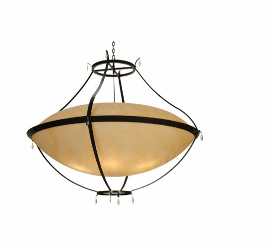 Meyda Lighting Modesto 66" 6-Light Timeless Bronze Inverted Pendant Light With Sahara Taupe Idalight Shade Glass