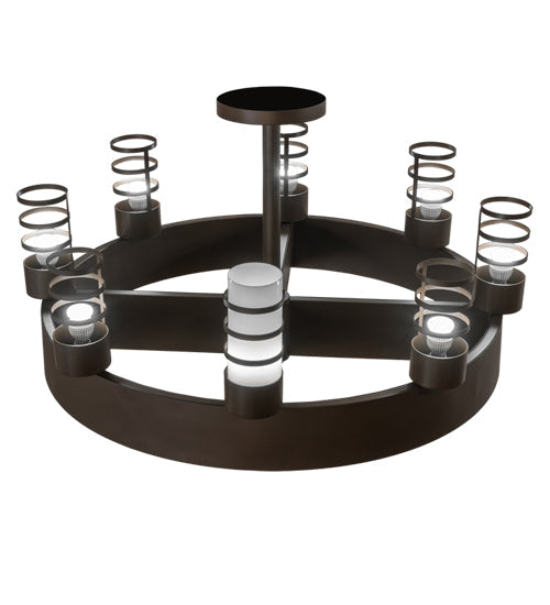 Meyda Lighting Molle 48" 8-Light Cafe Noir Cilindro Chandelier With White Statuario Idalight Shade Glass