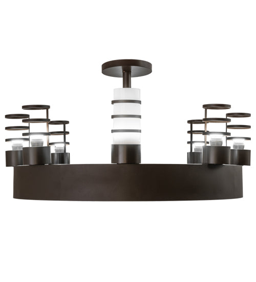 Meyda Lighting Molle 48" 8-Light Cafe Noir Cilindro Chandelier With White Statuario Idalight Shade Glass