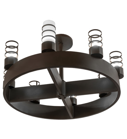 Meyda Lighting Molle 48" 8-Light Cafe Noir Cilindro Chandelier With White Statuario Idalight Shade Glass