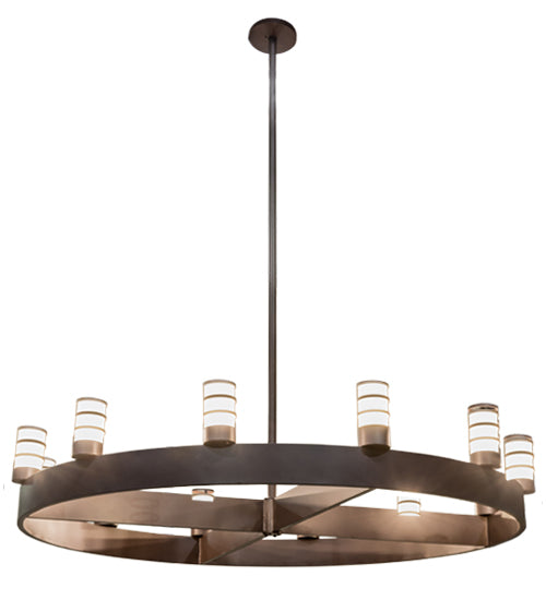 Meyda Lighting Molle 94" 12-Light Cafe Noir Cilindro Chandelier With White Statuario Idalight Shade Glass