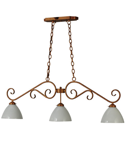 Meyda Lighting Mona 49" 3-Light Autumn Leaf Island Pendant Light With White Shade Glass