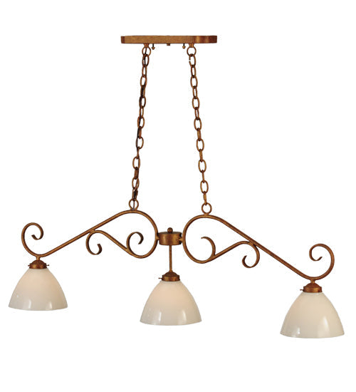 Meyda Lighting Mona 49" 3-Light Autumn Leaf Island Pendant Light With White Shade Glass