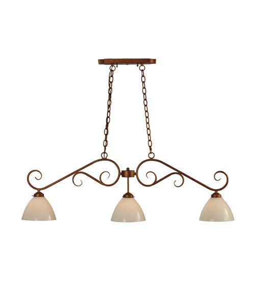 Meyda Lighting Mona 49" 3-Light Autumn Leaf Island Pendant Light With White Shade Glass