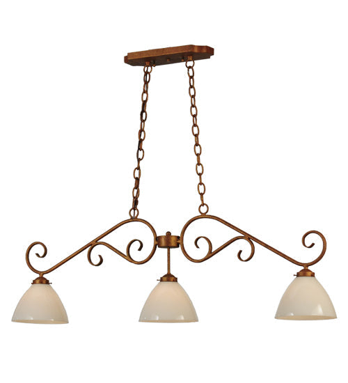 Meyda Lighting Mona 49" 3-Light Autumn Leaf Island Pendant Light With White Shade Glass