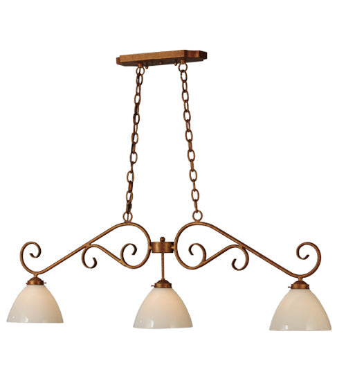 Meyda Lighting Mona 49" 3-Light Autumn Leaf Island Pendant Light With White Shade Glass